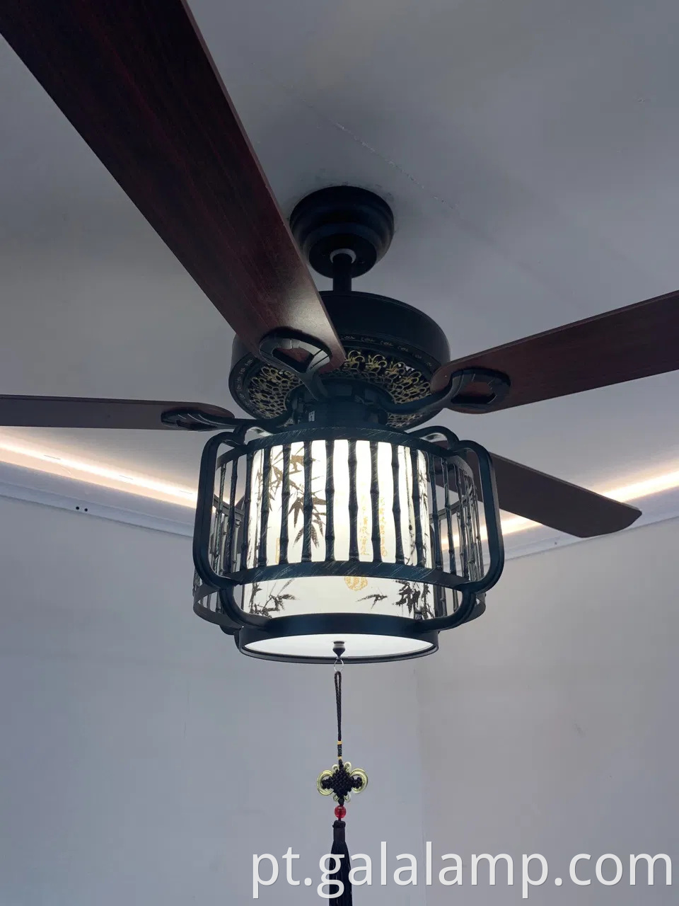 Lâmpada de ventilador de teto chinês vintage para salas de vida e jantar